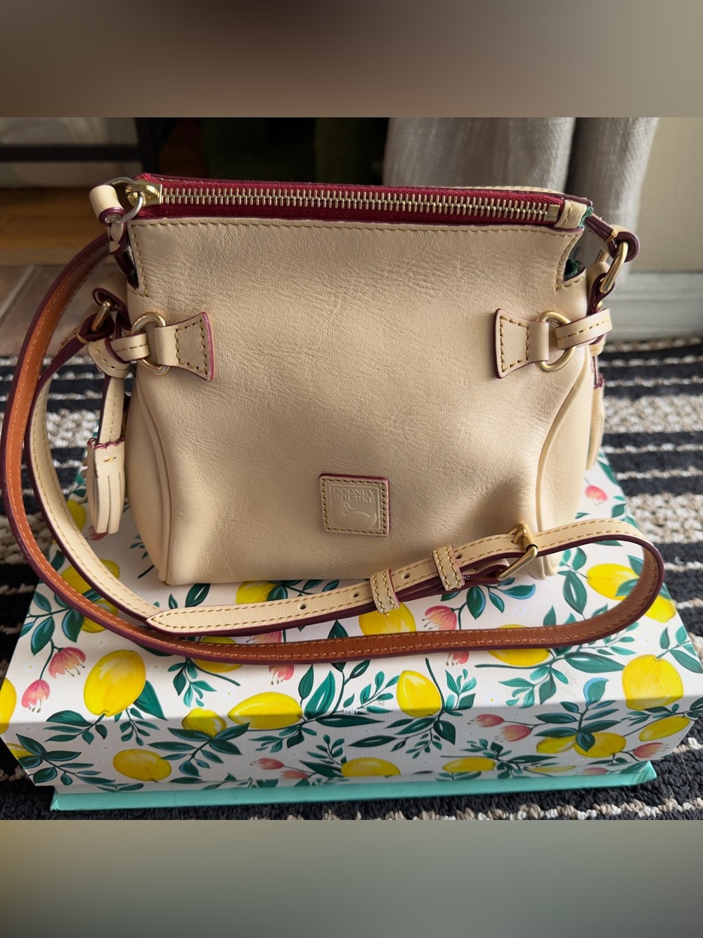 Dooney & Bourke Florentine Mini Zip Crossbody Bag - Bone Leather (Gently Used)